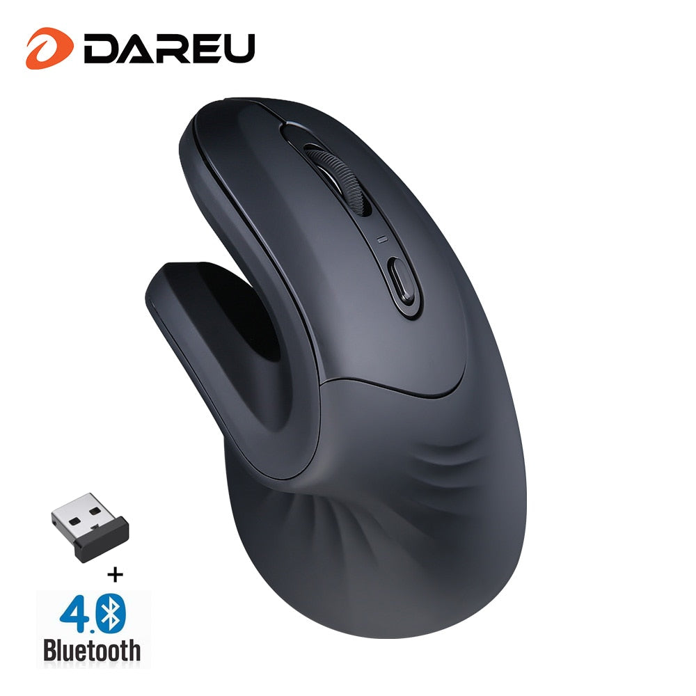 DAREU Magic Ergonomic Vertical Wireless Mouse Bluetooth 4.0+2.4Ghz Dual mode 1600DPI skin Mice with 3D scroll wheel For Computer