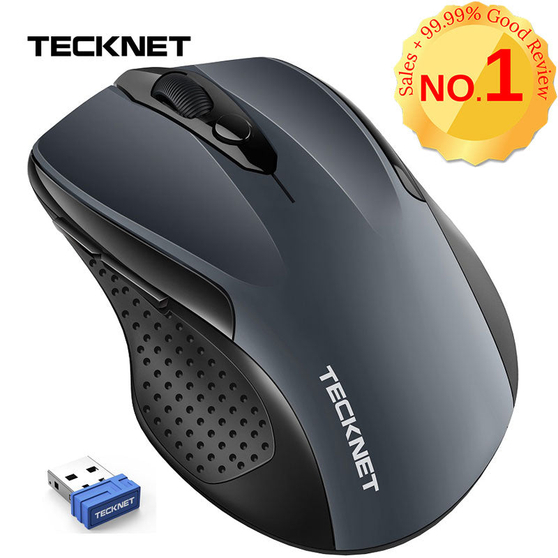 TeckNet Pro 2.4GHz Wireless Mouse Nano Receiver Ergonomic Mice 6 Buttons 2600DPI 5 Adjustment Levels for Computer Laptop Desktop