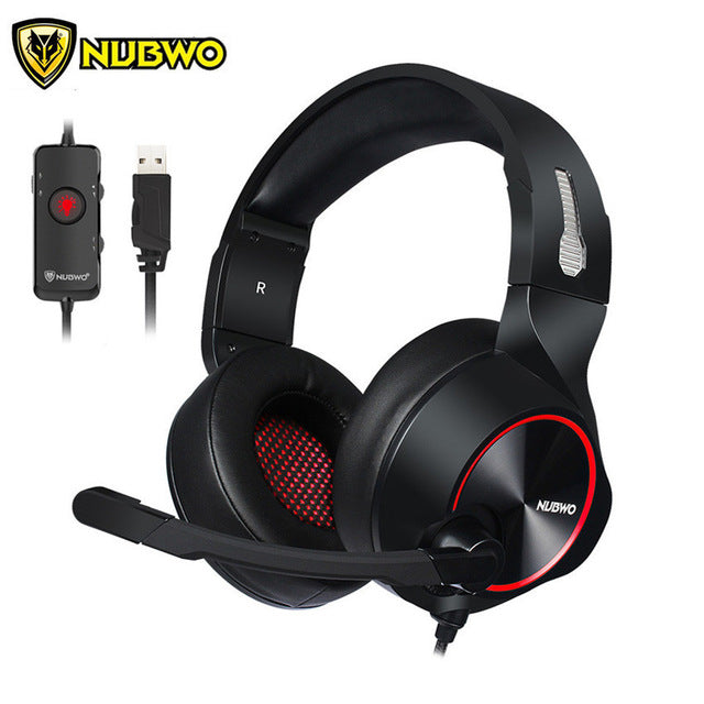 NUBWO N11 PC Gamer Gaming Headset Casque 7.1 Channel Sound Wired USB Earphone Headphones with Mic Volume Control LED for Compute
