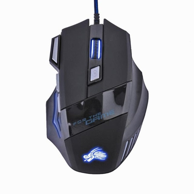 7 Buttons Adjustable USB Cable LED Optical Gamer Mouse 5500DPI Wired Gaming Mouse for Computer Laptop PC Mice Black