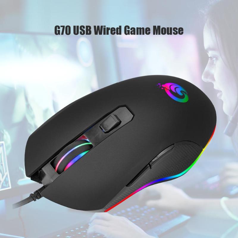 Durable Wired Mouse Classic Delicate G70 USB Wired Gaming Mouse 6 Buttons 3200DPI Optical Computer Mouse Gamer Mice Newest Hot