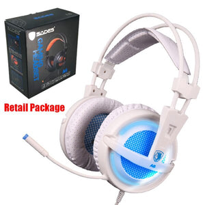 Sades A6 Gaming Headphones casque 7.1 Surround Sound Stereo USB Game Headset with Microphone Breathing LED Lights for PC Gamer