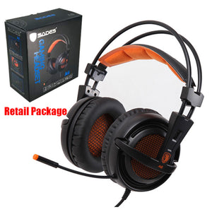 Sades A6 Gaming Headphones casque 7.1 Surround Sound Stereo USB Game Headset with Microphone Breathing LED Lights for PC Gamer