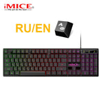 Gaming keyboard Gamer keyboard with backlight USB 104 Rubber keycaps RGB Wired Ergonomic Russian keyboard For Tablet Computer
