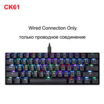 MOTOSPEED CK62 USB Wired Bluetooth Wireless Dual Mode Mechanical RGB Backlit Gaming Keyboard , 61 Keys Portable Mini Keyboard