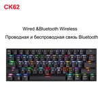 MOTOSPEED CK62 USB Wired Bluetooth Wireless Dual Mode Mechanical RGB Backlit Gaming Keyboard , 61 Keys Portable Mini Keyboard