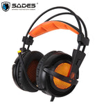 Sades A6 Gaming Headphones casque 7.1 Surround Sound Stereo USB Game Headset with Microphone Breathing LED Lights for PC Gamer